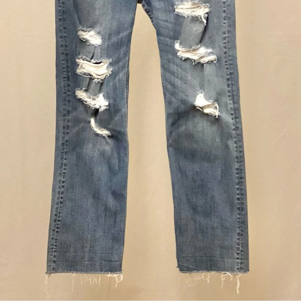 Abercrombie 4 (27) Zoe Natural Rise Ankle Straight Women’s Distressed Jeans